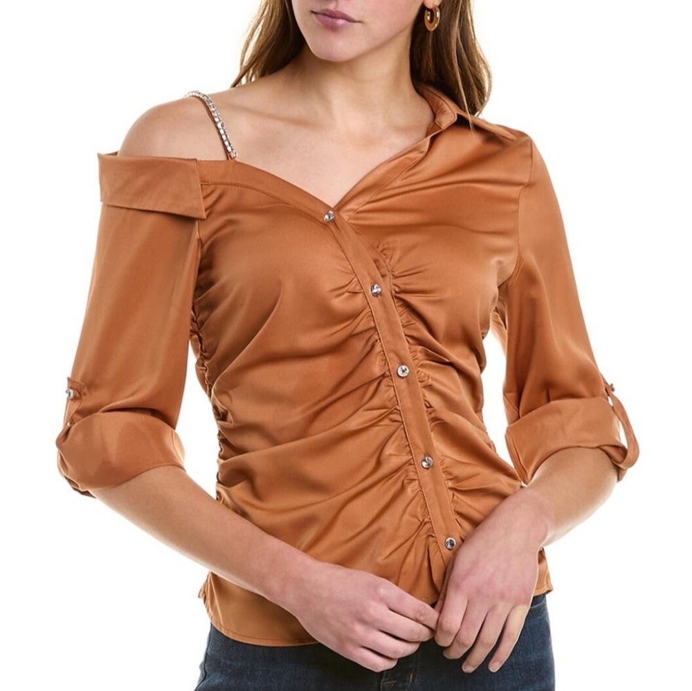 City Sleek Rust Off Shoulder Top